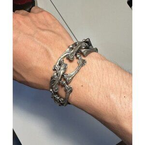 Japanese Archive Rare Heavy Sterling Silver Bone Bracelet
